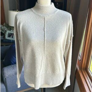Pink Rose Oversized Women’s Dropped Shoulder Mock Neck Sweater Medium